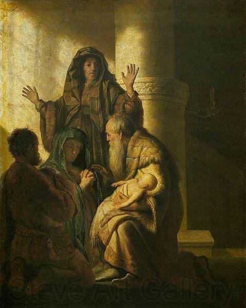 REMBRANDT Harmenszoon van Rijn Simeon and Anna Recognize the Lord in Jesus Spain oil painting art